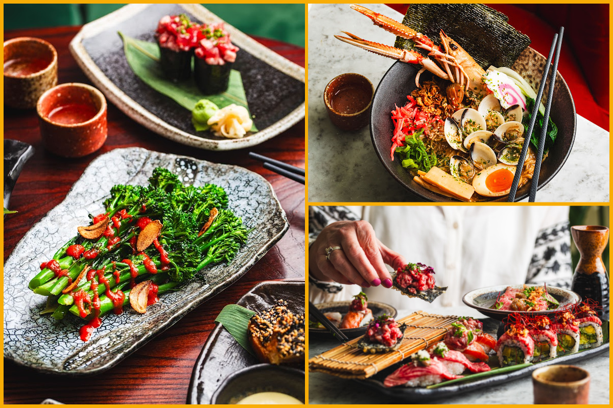 Collage of dishes served at Kibou Restaurant Cambridge, London 2024 by Nic Crilly-Hargrave